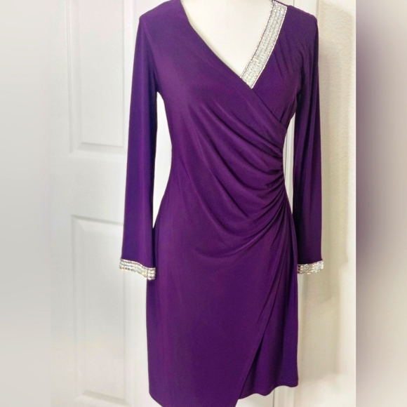 MSK Women's Purple Rhinestone Dress. Size S./M - Picture 3 of 12